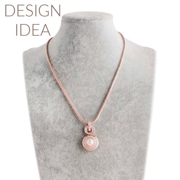 Snap Charm Rose Gold Plated Pendant Necklace 18"  for Standard Size 20mm Snap - Picture 3 of 4